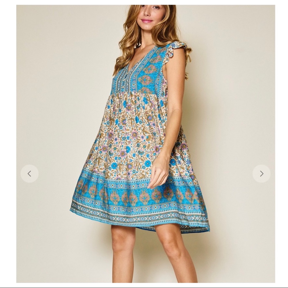 15 Boho Sleeveless Floral Print Mix Boho Dress - Picture 2 of 4